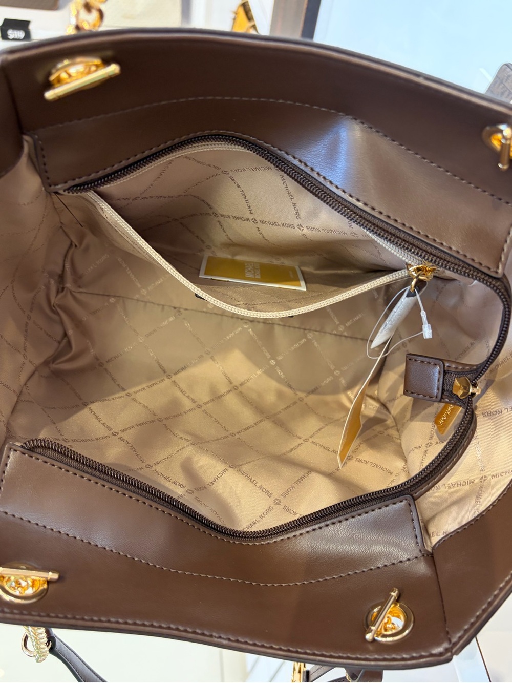 Michael Kors Chocolate Brown Suede Jet Set Travel Chain Tote Shoulder bag - Picture 7 of 13
